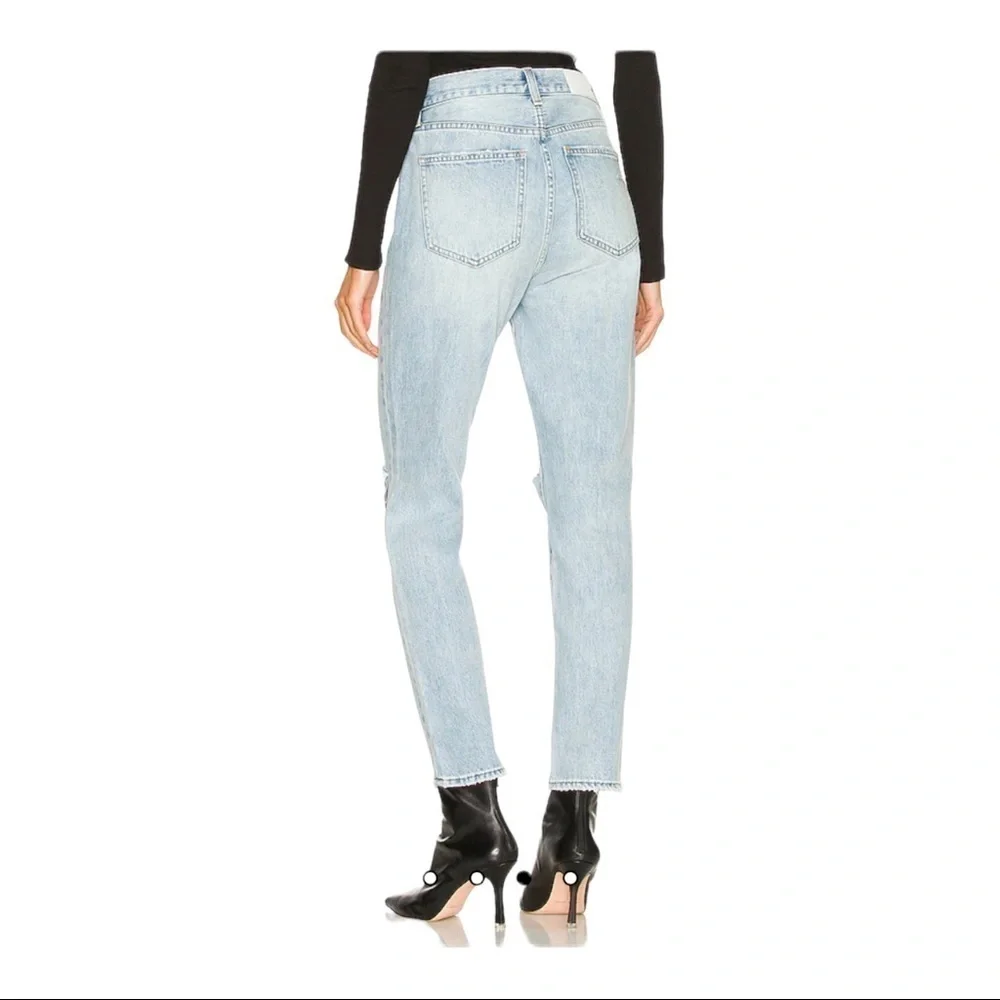 Pistola x Revolve Keaton High Rise Light Wash Distressed Slim Straight Jeans 28
